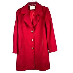 Fleurette Coat Womens 10 Red Loro Piana Wool Vintage Single Breasted Peacoat